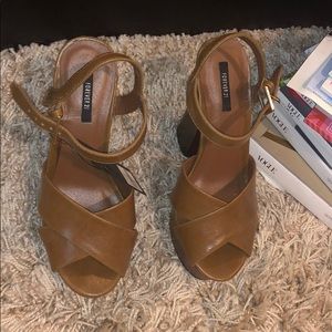 Forever 21 Shoes - Tan Brown Platform Heels Sandals Fall Outfit Forever 21 Shoes - Tan Brown Platform Heels Sandals Fall Outfit